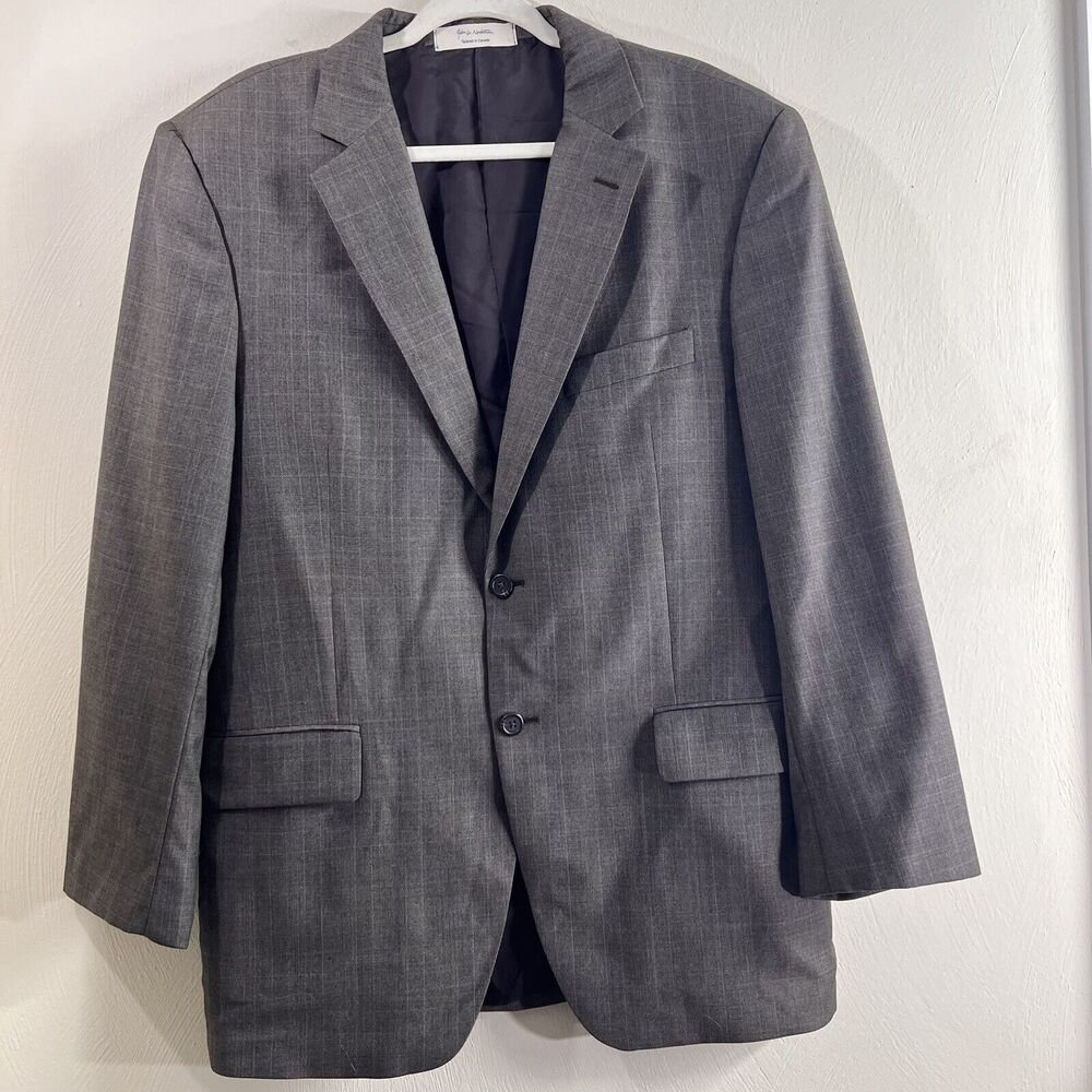 John Nordstrom Loro Piana Super 110s Wool Gray Plaid Sport Coat Jacket 43R